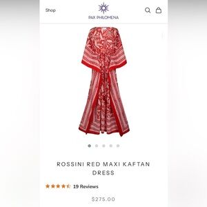 Pax Philomena Rossini Red Floral Maxi Kaftan Dress | Boho Resort Cotton OS